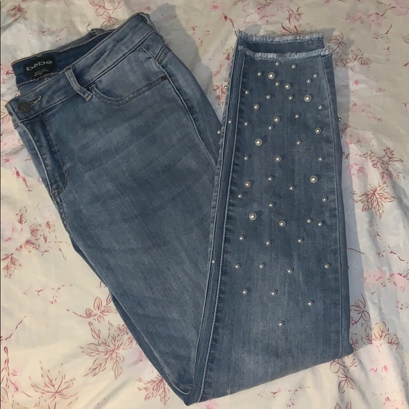 bebe jeans with pearls